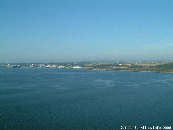 Long shot from the rail bridge towards the ferry port