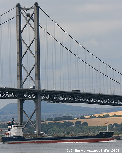 Tanker under the Forth Road Bridge