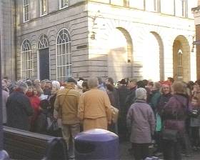 Crowds at top of Guildhall Street